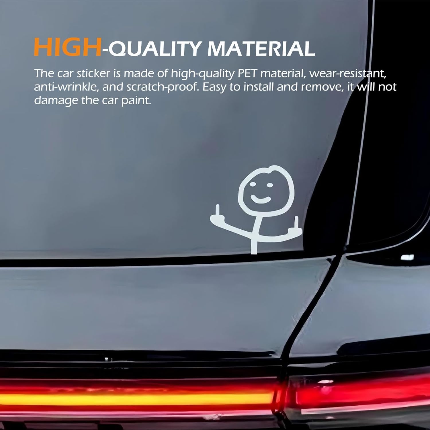 Car Decals, Funny Cartoon Middle Finger Sticker, Personalised Sticker, Auto Waterproof Vinyl Sticker, Personalised Graffiti Decal for Windshield, Bumpers, Window, Car Door (White) image number 5