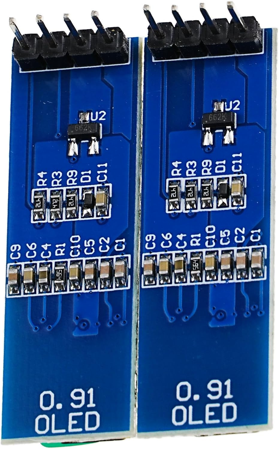 A-DIGISHUO 2Pcs 0.91 Inch I2C OLED Display Module DC 3.3V-5V 128&times;32 Resolution Compatible with Arduino Raspberry PI White
