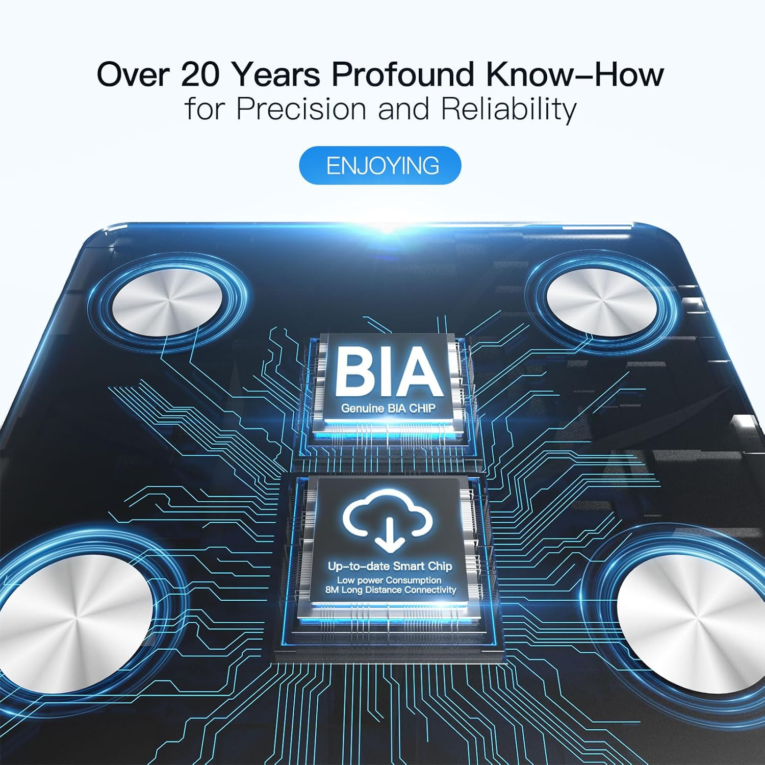 Vitafit Smart Bathroom Scales, High Accuracy Assured by Weight Scale Professional Factory since 2001, App Sync 13 Body Composition Analyzer Including BMI, Body Fat and Muscle, 180Kg, Black - Black image number 2