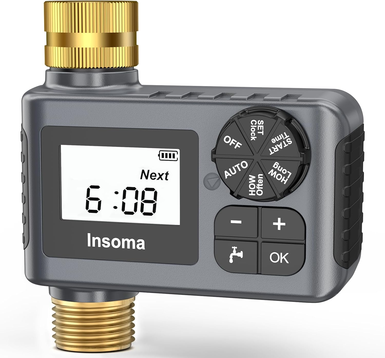 Water Timer with Brass Inlet & Outlet for Outdoor Garden Hose, Hose Timer with Rain Delay/Manual Mode, Automatic Drip Irrigation Controller System for Lawn Yard Garden Watering image number 1