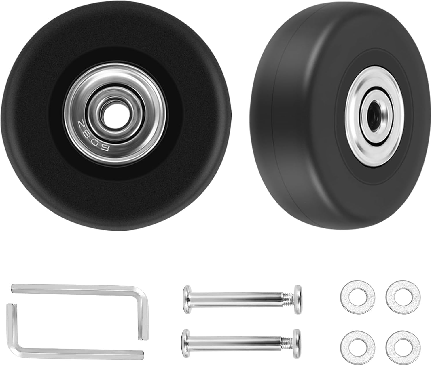 2 Sets of Luggage Suitcase Replacement Wheels Axles Deluxe Repair Tool OD 50Mm