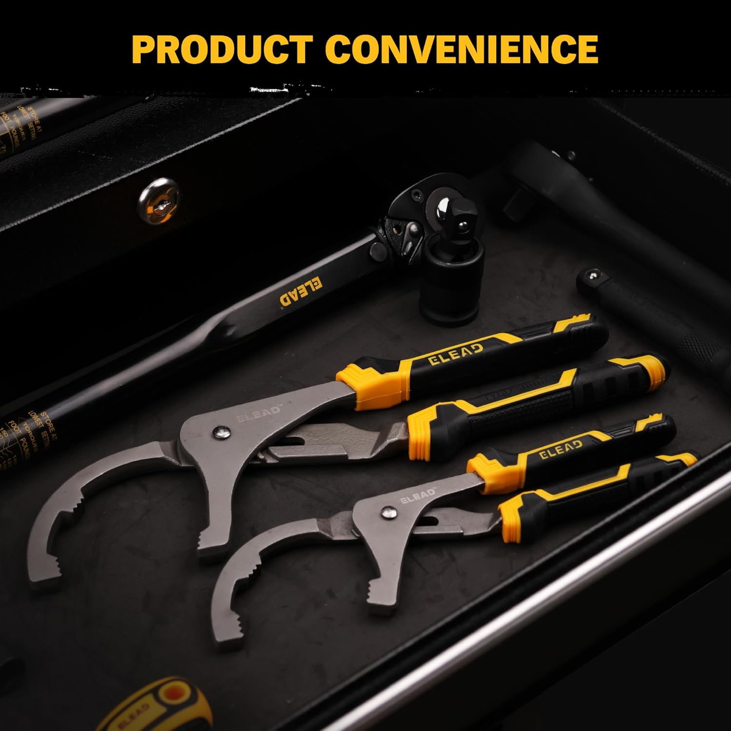 ELEAD Adjustable Oil Filter Wrench Set - 9" & 12" Oil Filter Pliers Oil Filter Removal Tools for Cars, Trucks, Motorcycles - Durable Carbon Steel, Ergonomic Grip, Easy Access Design image number 4