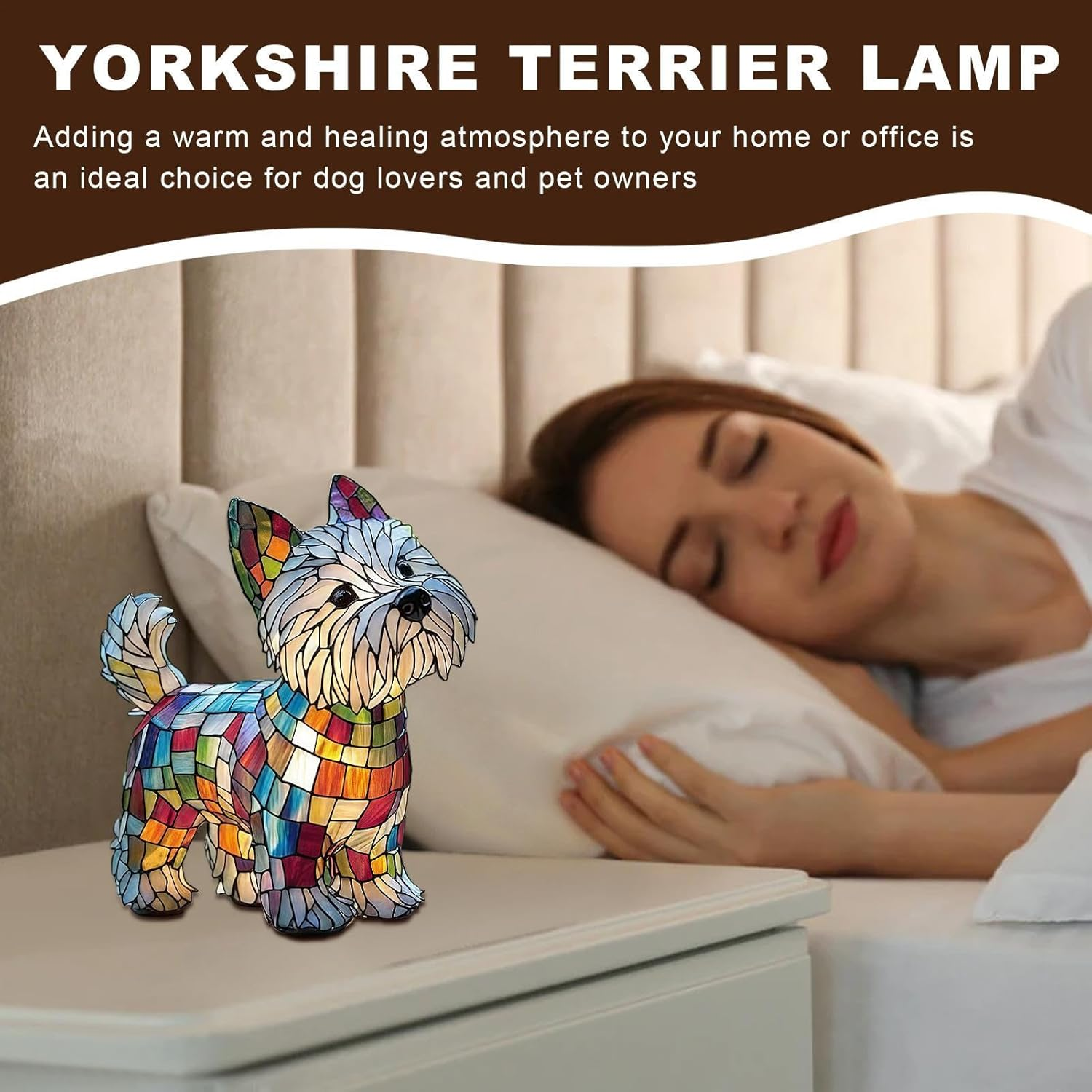 Dog Series Art Night Light, Retro Colorful Resin Dog Shaped Tabletop Night Light, Cute Animals Sculpture Ambient Nightlights, Pet Dogs Themed Led Bedside Lamps, Fun Present for Dog Lovers - Nishi Highlands image number 5