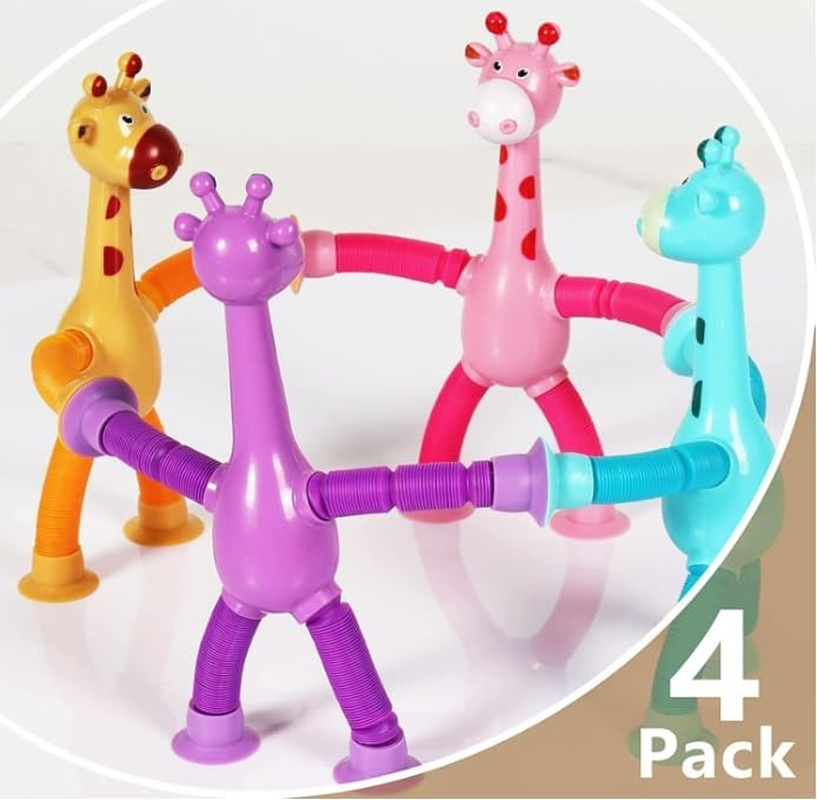 RUOXGZP Giraffe Sensory Toys,4Pcs Shape Changing Telescopic Tube Fidget Toys, for Toddlers, Educational Fidget Toys for Anxiety Kids for 3-10 Year Old Boys Girls image number 3