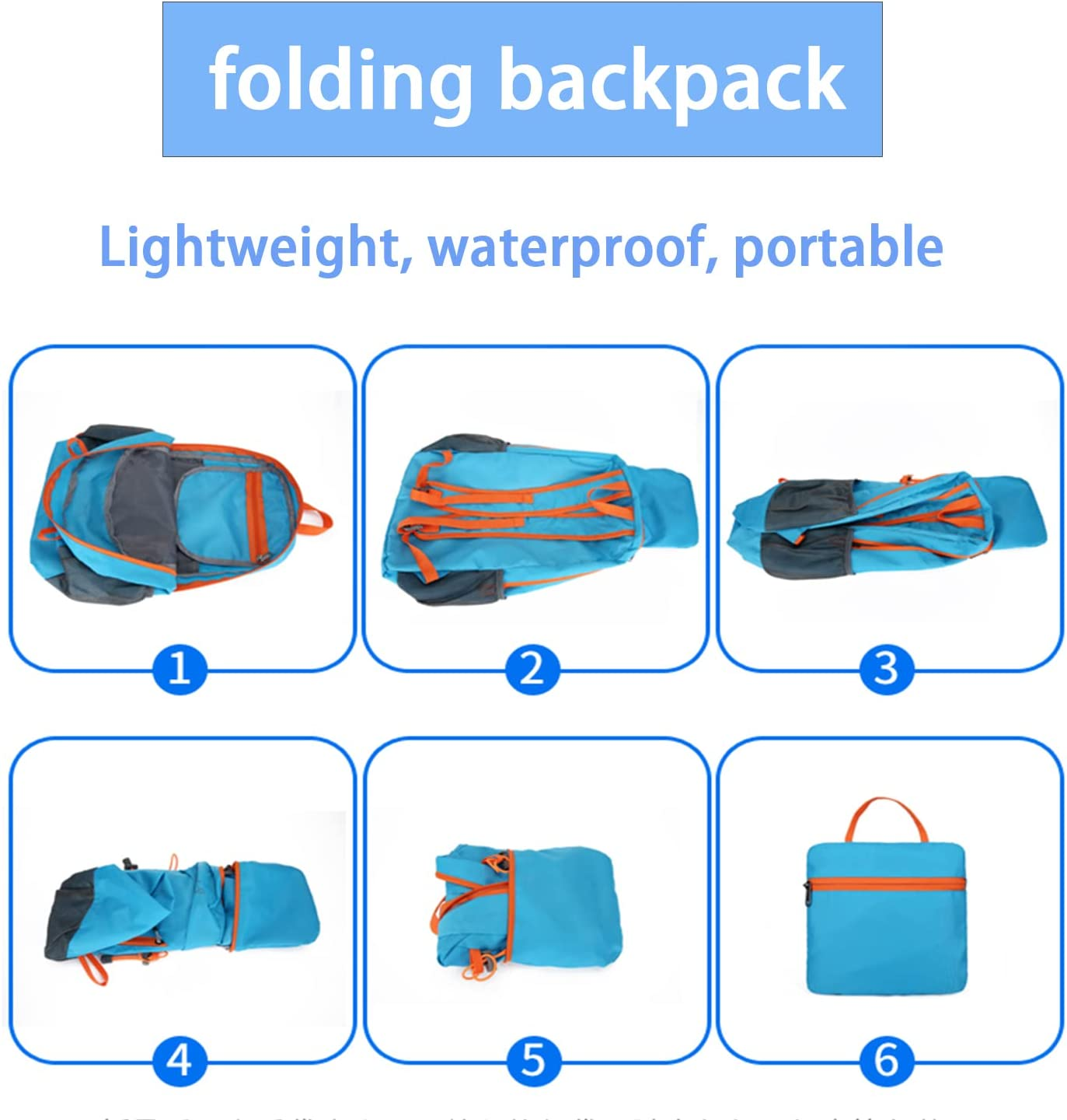 Ultra Lightweight Hiking Backpack,Water Resistant Small Travel Backpack, for Travel Hiking Outdoor Camping and Cycling,Foldable Outdoor Bag（Black） image number 6