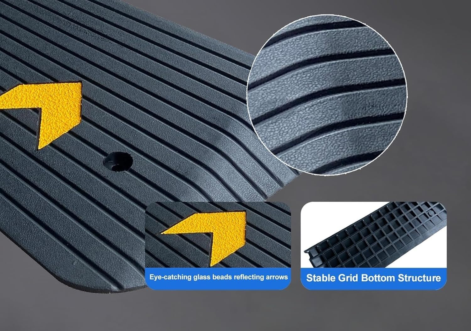 Rubber Wheelchair Ramp 10Cm, Non-Slip Surface, 901 X 620 X 101Mm, 400Kg Capacity, Indoor/Outdoor Use image number 3