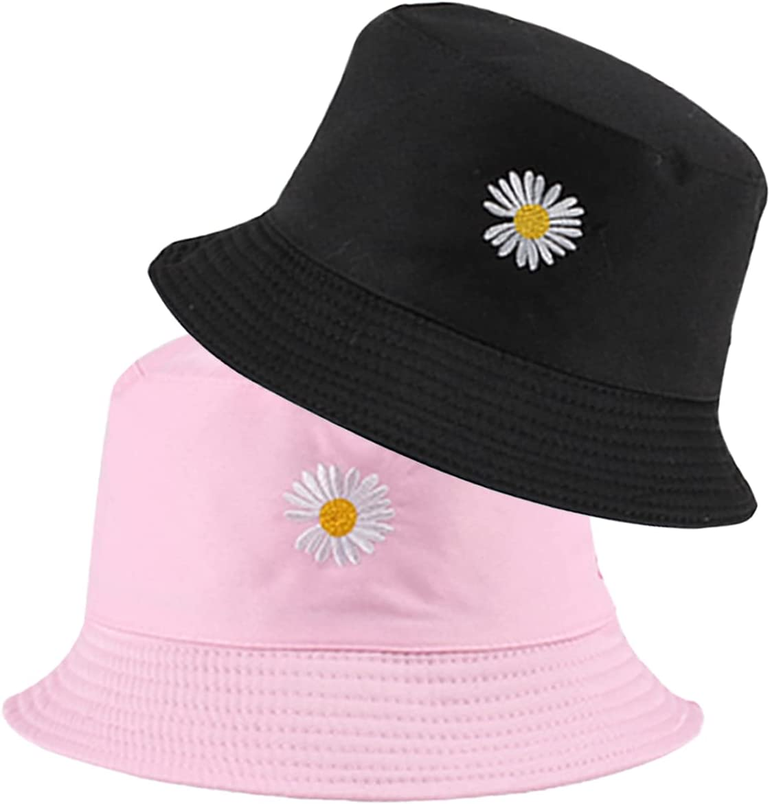 CENZICOM Unisex Bucket Hat,Double-Side-Wear,Embroidery Hat Summer Travel Beach Sun Visor Outdoor Packable Cap