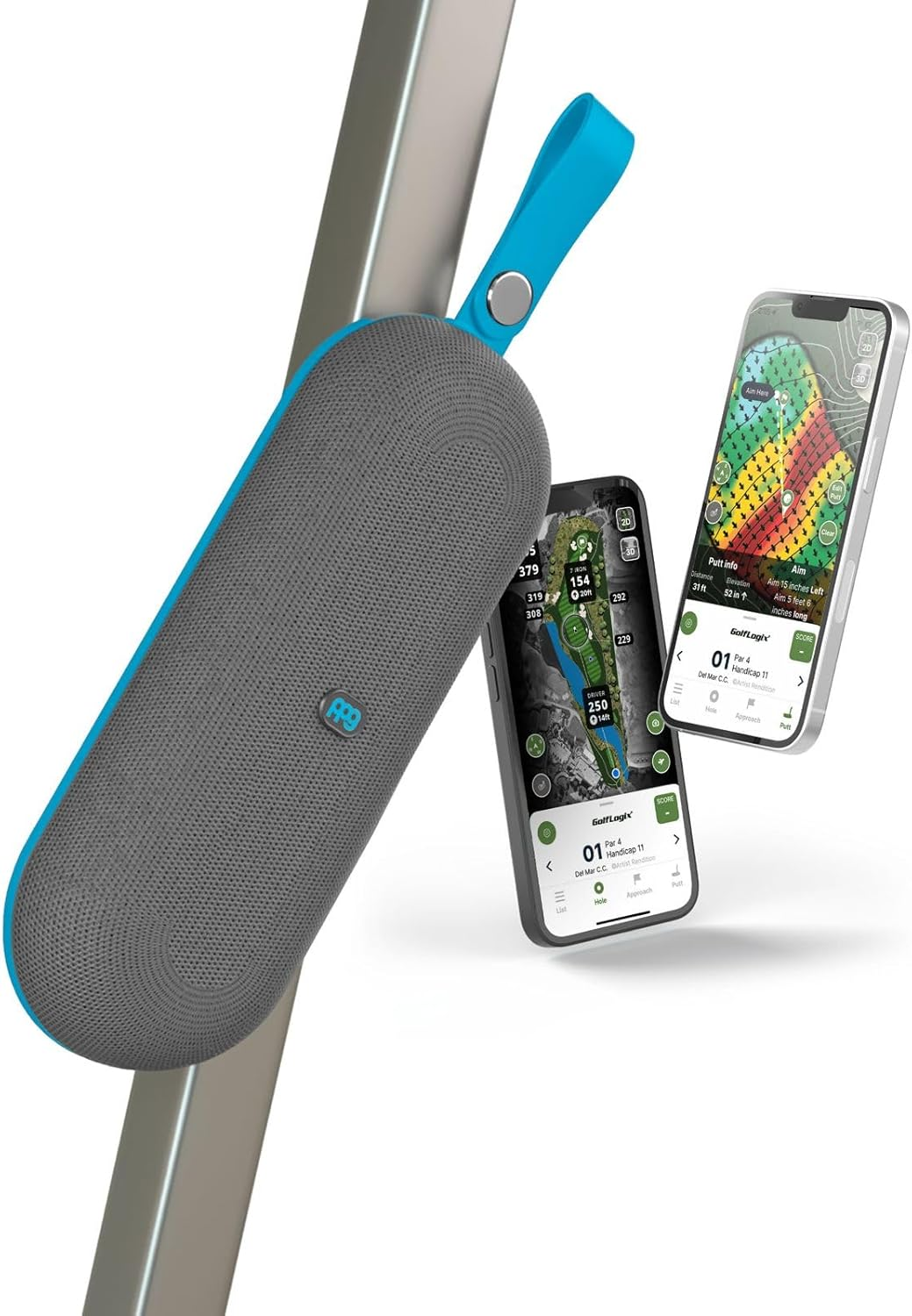 PPG All-In-One Golf Speaker with GPS Powered by Golf Logix &ndash; 40K+ Courses, 3D Mapping, Stereo Sound, Magnet Mount, IPX7 Waterproof, USB-C Rechargeable, Long Battery, Light Blue image number 4