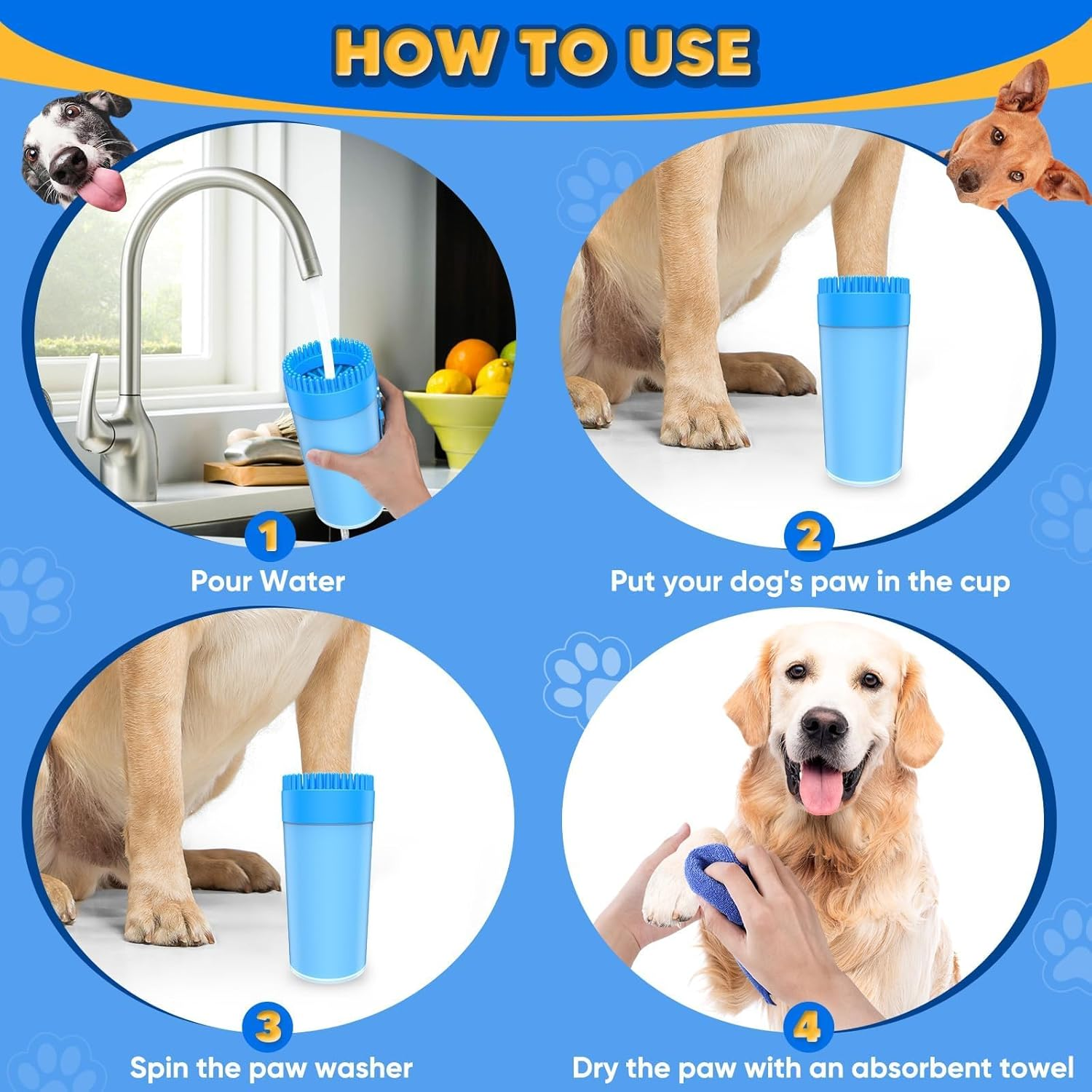 Dog Paw Cleaner & Washer for Large/Extra Large Breeds,Portable Dog Paw Washer,Paw Cleaner, Easy Cleaning Cup for Big Dogs Cat Blue image number 4