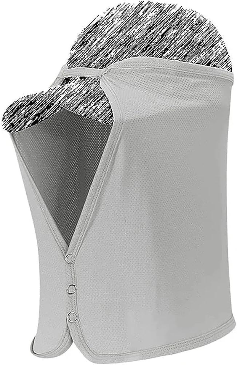 Unisex Sun Protection Neck Shade Mesh Cap Drape Elastic Cooling Face Covering Light Grey