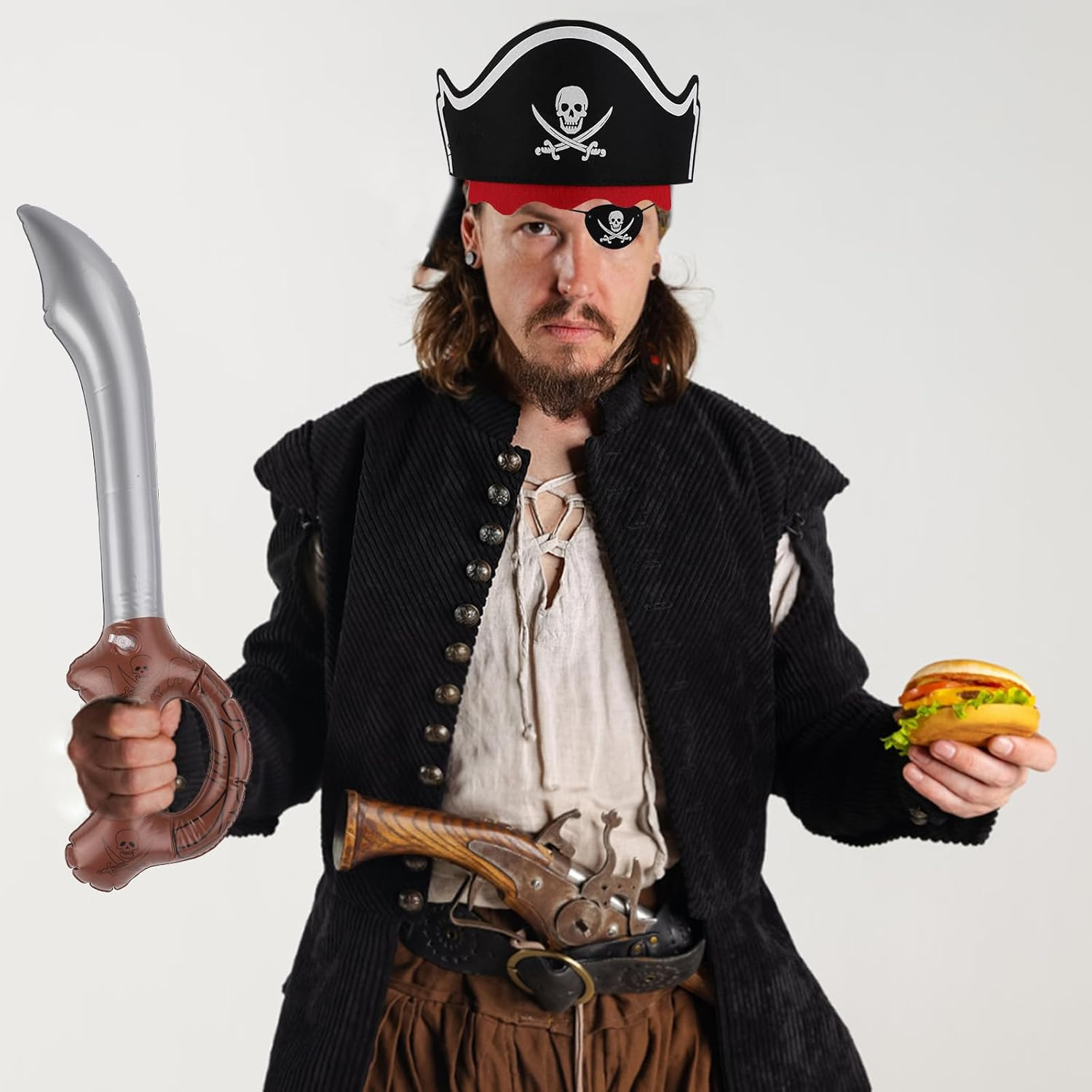 36Pcs Pirate Accessories, Pirates Cosplay Pirate Eye Mask Hat Knife Costume for Dressing Ball Cosplay Theatre image number 4