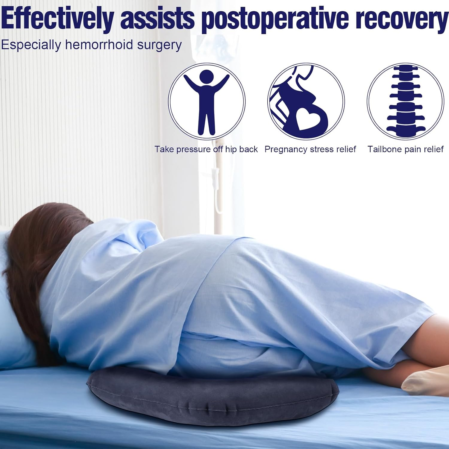 Tinideya 4 Pcs Donut Cushion Inflatable Donut Pillow Inflatable Portable anti Bedsore Seat Pillow Donut Pillow Cushion with 2 Air Pump for after Tailbone Hemorrhoids Pregnancy Surgery image number 1