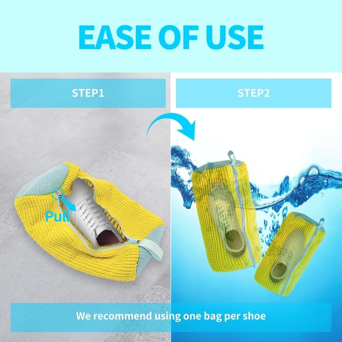 9SHOME 4Pcs Shoe Laundry Bag, Shoe Wash Bag for Washing Machine, Reusable Mesh Laundry Shoe Cleaning Bag with Zipper for Sneakers Running Shoes image number 4