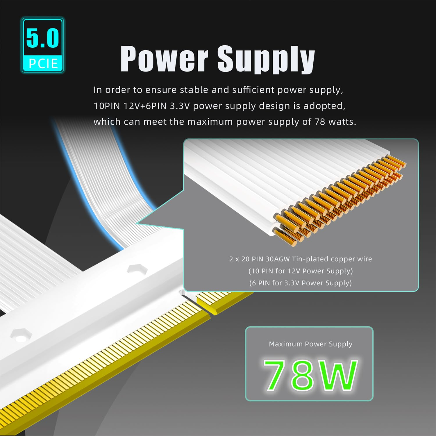 GLOTRENDS 200Mm Pcie 5.0 Riser Cable for RTX5090 RTX4090 RX9070 RX7900, Compatible with Pcie 5.0/4.0 Gpus, 90 Degree Right Angle for Vertical GPU Mount image number 6