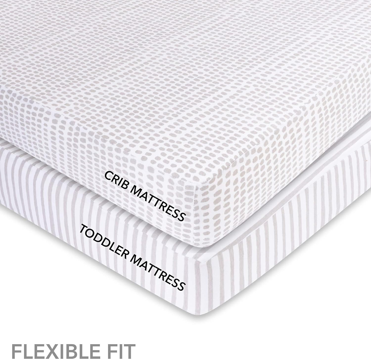 Ely'S & Co Waterproof Crib Sheet | Toddler Sheet No Need for Crib Mattress Pad Cover or Protector I Taupe Splash and Stripes By image number 5