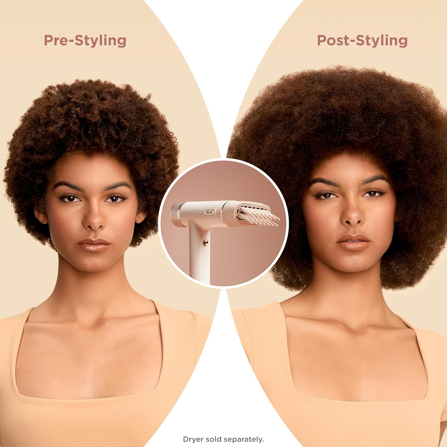 Shark XSKHD3WTCA Speedstyle Lift & Stretch Wide-Tooth Comb, Blow Dryer Comb Attachment for Shark Speedstyle, Styling Tool, for Curly & Coily Hair, Stone image number 1