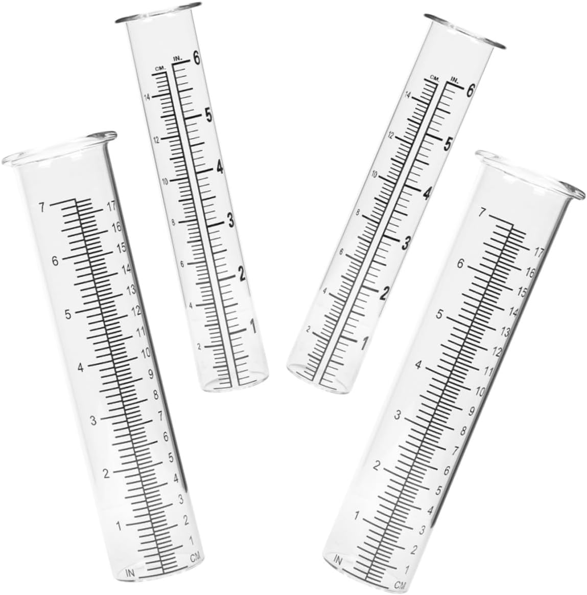 4Pcs Rain Gauge Replacement Tubes Glass Cylinders Outdoor Measuring Cylinders for Garden Flowerpot Precipitation Monitoring