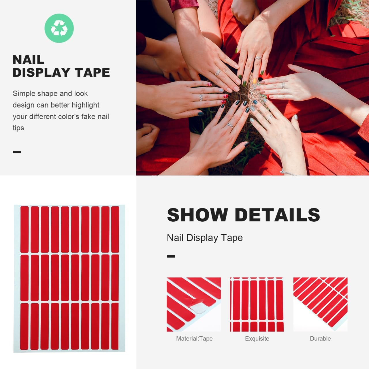 5 Sets Display Board Tape Clear Nail Tape Transparent Double Sided Nail Pusher Adhesive Display Double-Sided Double Sides Adhesive Crystal Bar