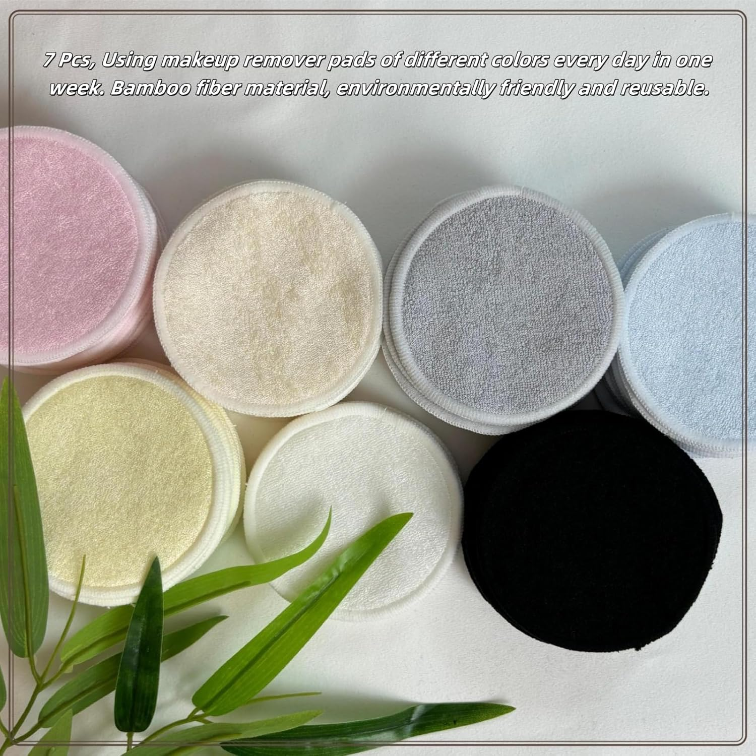 Reusable Makeup Remover Pads - 7 Pcs Soft Cotton Rounds for Face with Friendly Bamboo Fiber, Washable Makeup Remover Cloth for All Skin Types - Ideal for Facial Cleansing (7 Colour) image number 5