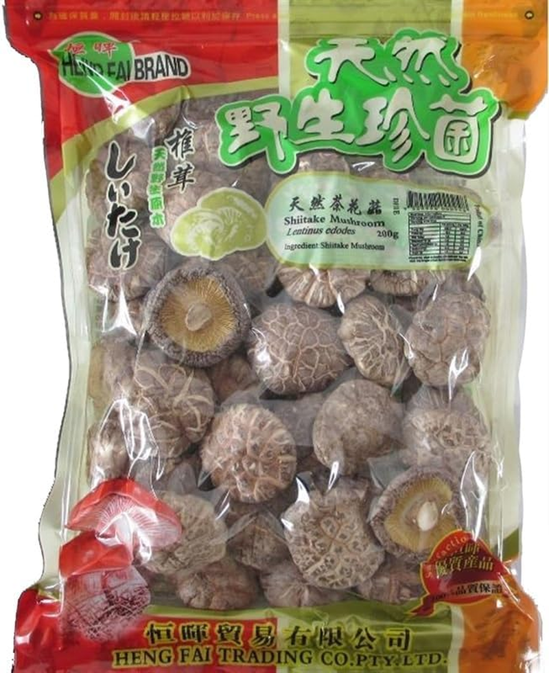 Heng Fai Shiitake Mushroom - Large Meaty Texture and Distinct Flavour | Ideal for Soup, Stir-Fries, Stews, and Everyday Food | Fresh Firm Caps for Longer Refrigerator Storage | Vegan-Friendly | 200G image number 1