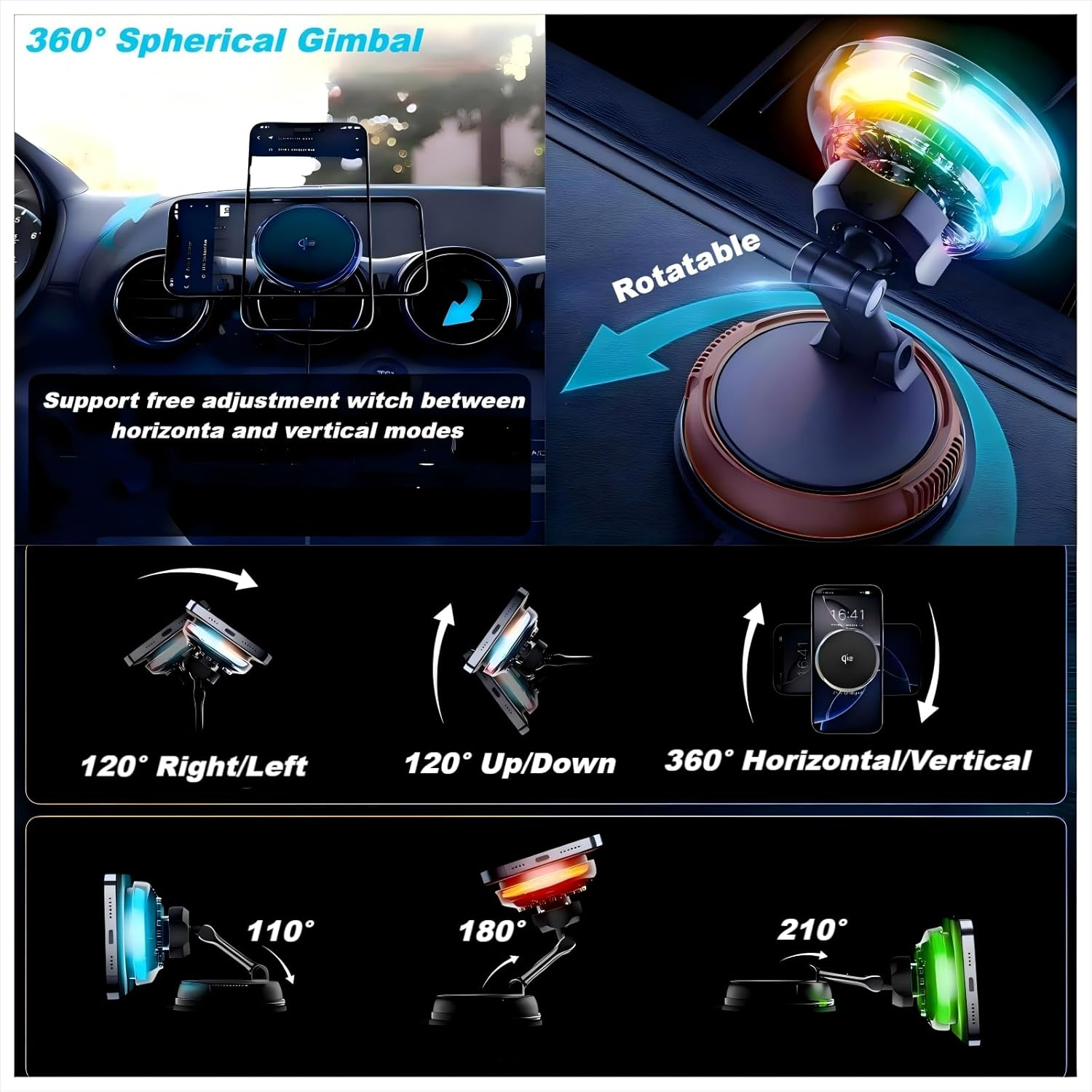 Qi2 15W Magnetic Wireless Car Charger, Qi2-Certified Car Mount Charger with Phone Cooling, Air Vent/Dashboard Magnetic Fast Charging Wireless Car Holder, for Iphone 17/16/15/14/13/12 image number 1