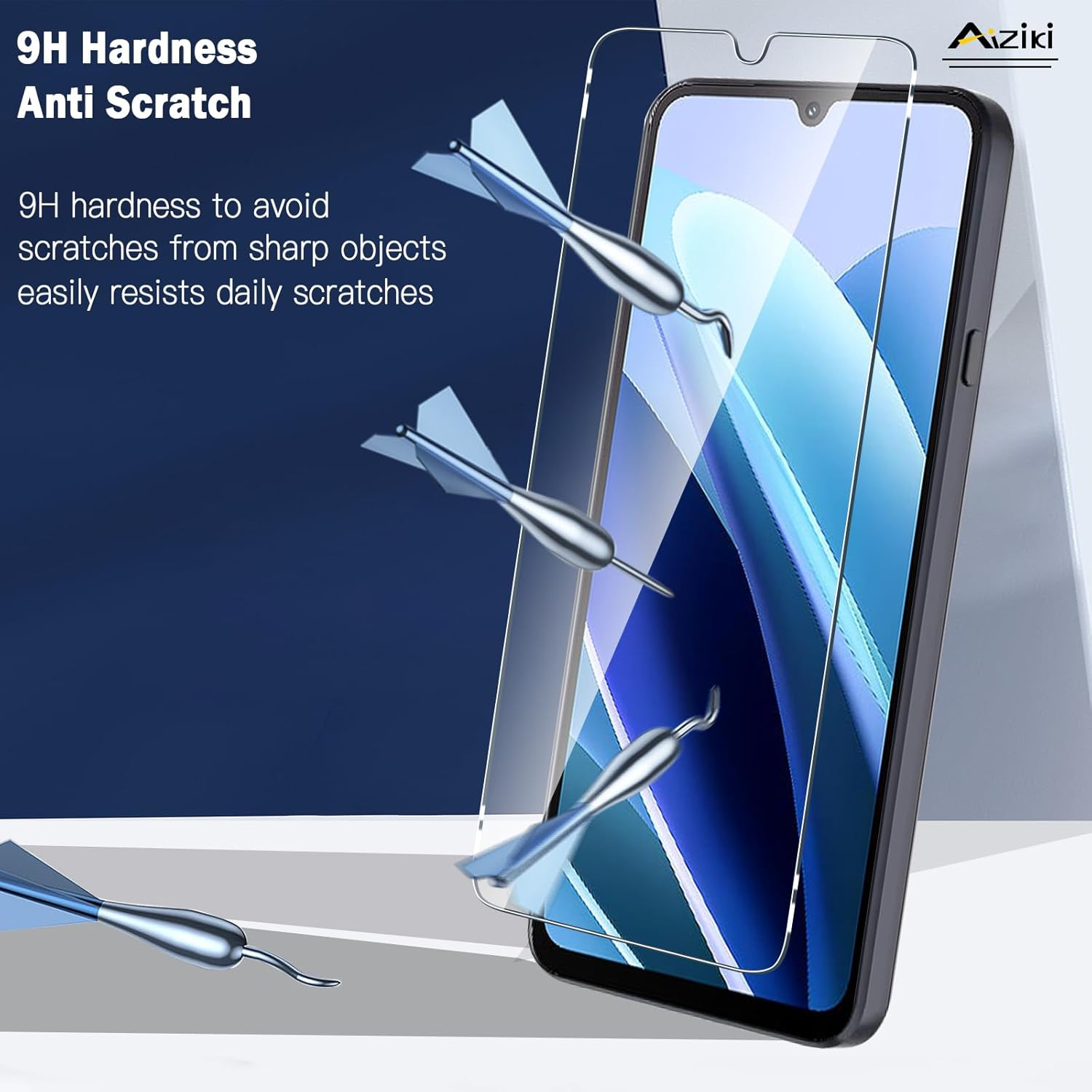 Aiziki Glass Screen Protector for Cubot A40 Tempered Glass Film, Impact-Protection, Anti-Shatter, Anti-Scratch, HD Clear, Bubble Free, [2 Pack] Screen Protectors Cubot A40 image number 3