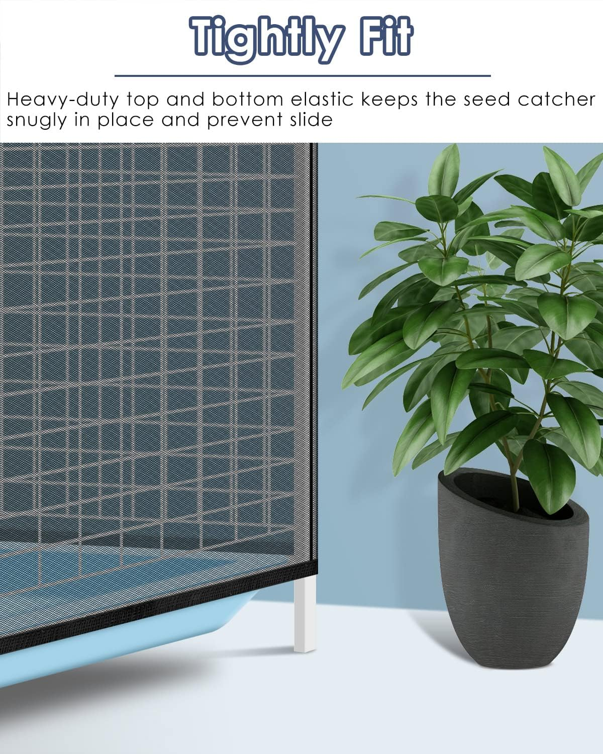 Bissap Bird Cage Seed Catcher, Universal Birdcage Net Nylon Adjustable Elastic Band Stretchy Skirts Mesh Cover for Parrot Cage Seed Guard (Not Include Birdcage)- Black image number 1