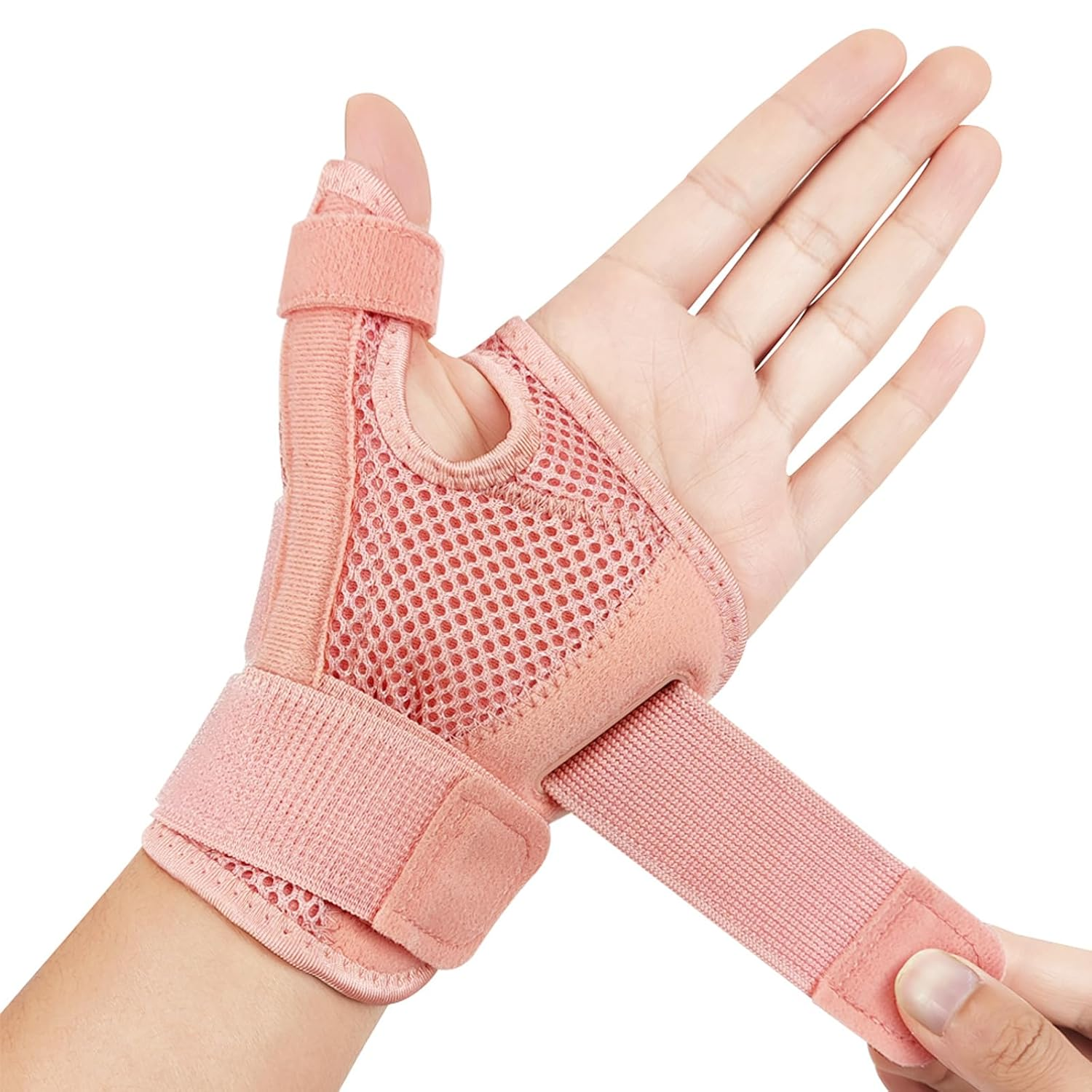 Thumb Spica Splint with Stabilizer for Arthritis Carpal Tunnel Syndrome and Sprains Thumb Brace with Support for Tendonitis One Size Fits Most Fits Both Hands Pink image number 2