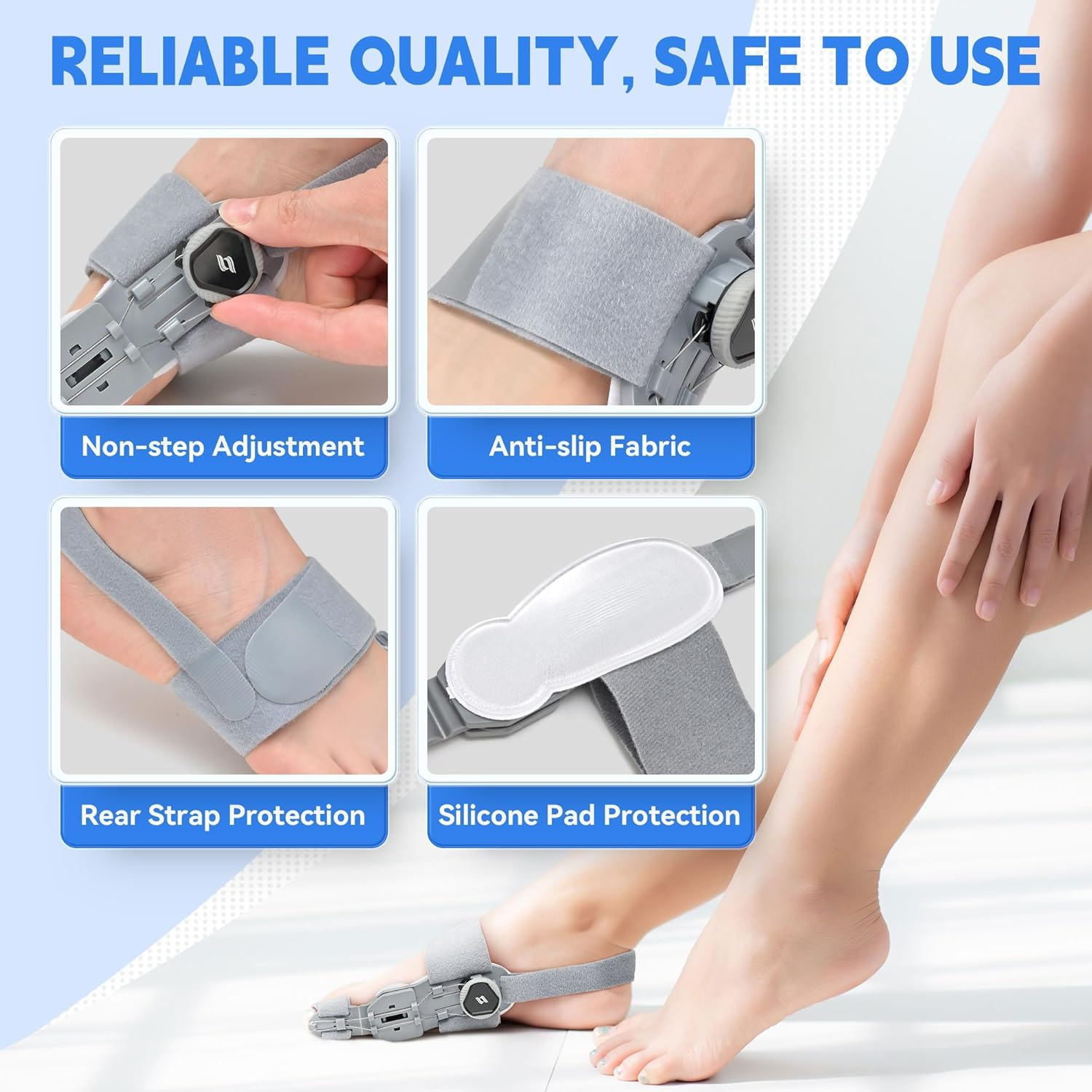 Bunion Corrector for Men & Women, Adjustable Bunion Splint, Big Toe Straightener Pain Relief, Suitable for Left/Right Foot Bunion (1Pcs,Gray) image number 5