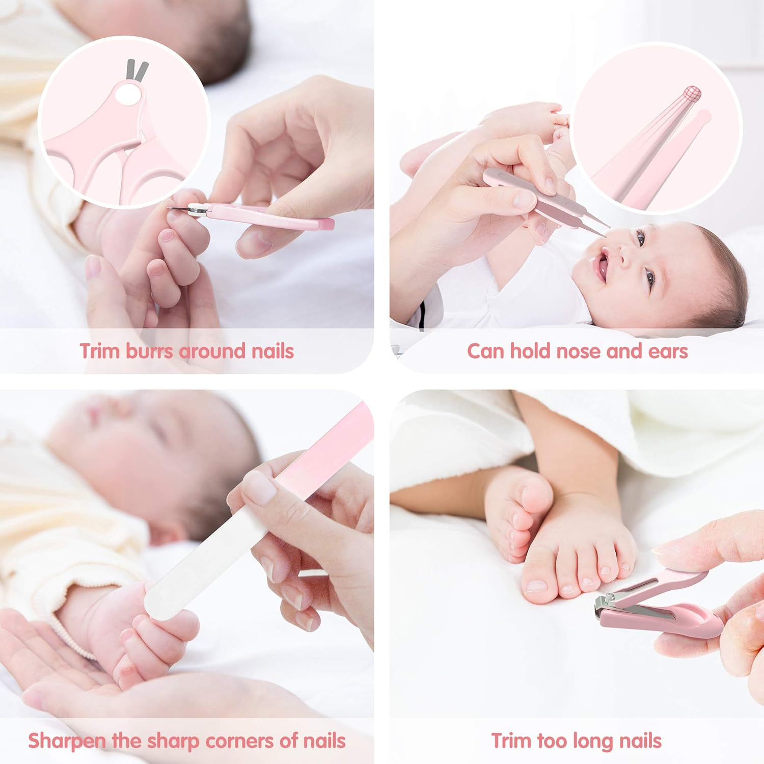 Baby Care Set with Baby Nail Scissors, for Fingernails and Toenails with Nail Clippers, Nail Scissors, Nail File and Tweezers for Children and Newborns in Cute Owl Gift Packaging image number 6