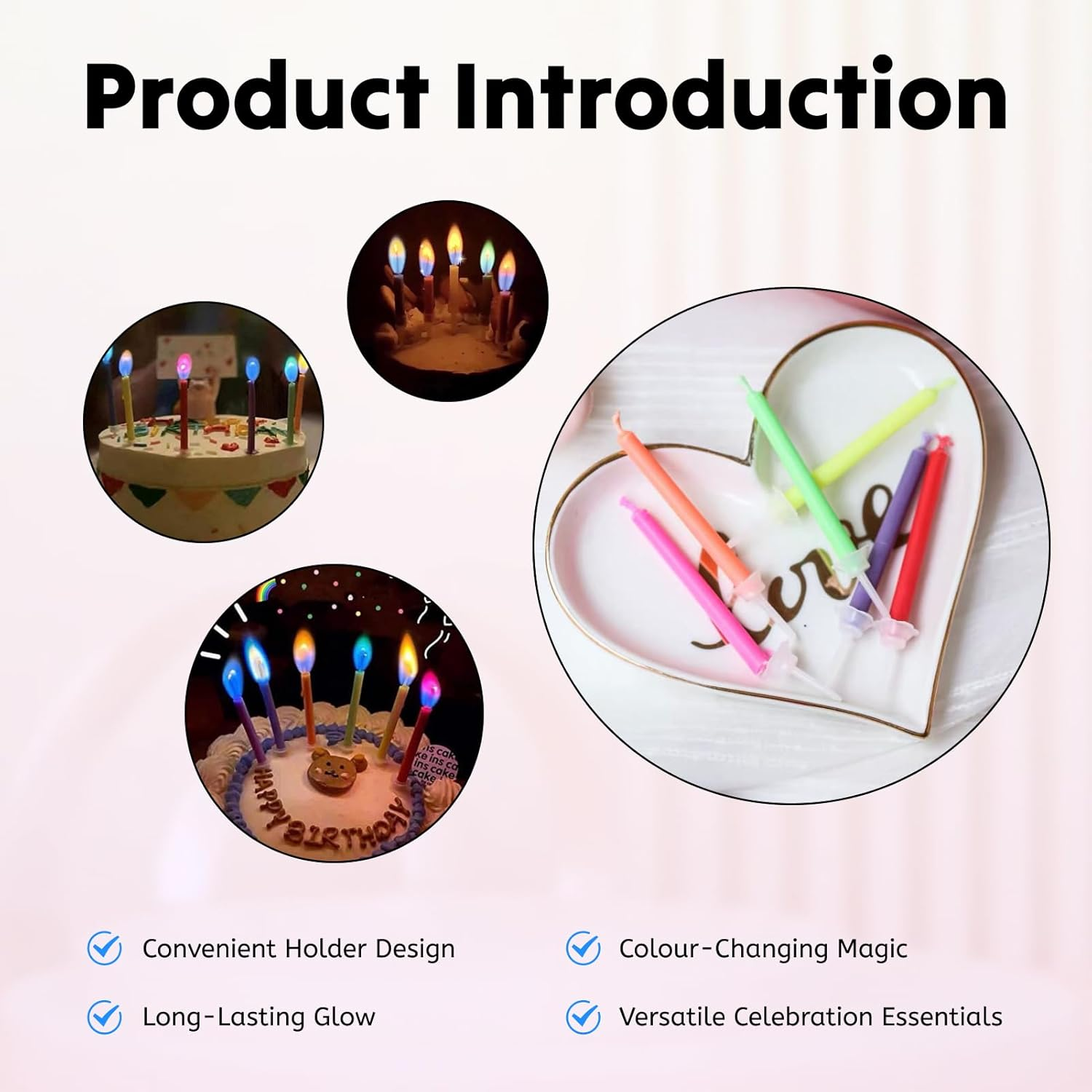 Magic Candle Sticks, Set of 12 Color-Changing Birthday Cake Candles for Parties, Graduations, and Anniversaries (6 Vibrant Colors), Long-Lasting Glow for Memorable Celebrations image number 4