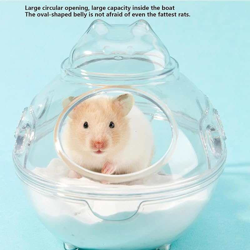 Hamster Bathtub,Transparent Sand Bath Box for Small Pets, Cute Hamster Bathroom & Sleep Pad Nest, Durable Cage Accessory for Hamsters & Small Animals (M) image number 6