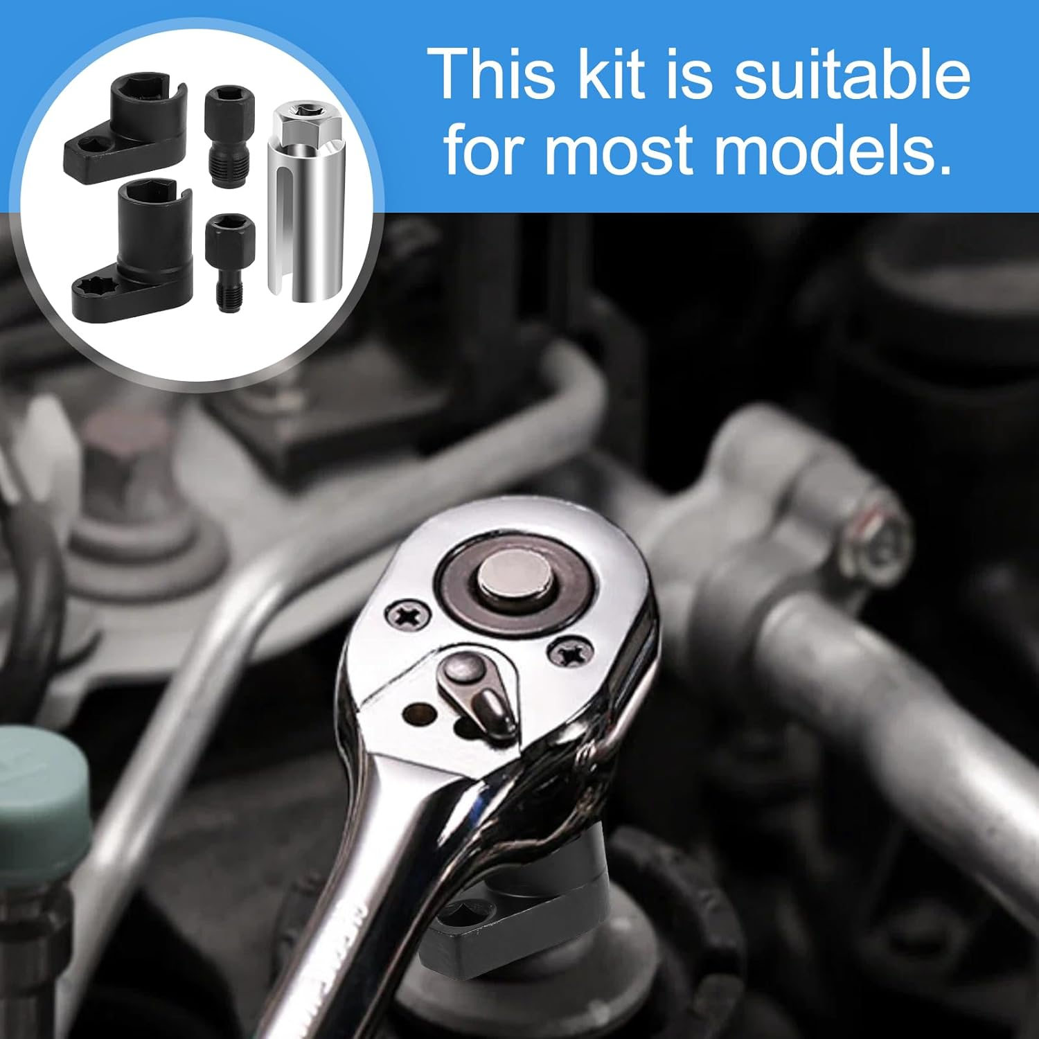 Whsunvo 5Pcs Oxygen Sensor Socket Removal Tool Metal Oxygen Sensor Socket Set Flexible Easy to Use Sleeve Set Easy to Install Removers Suitable for Car image number 5