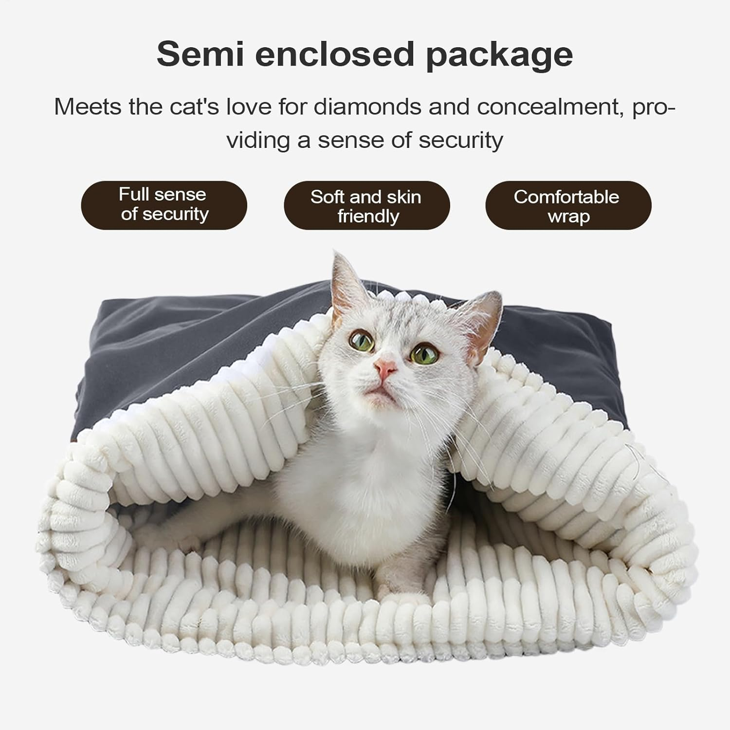 Cat Sleeping Bag,Pet Nest for Cats and Dogs - Warming Pad Sack Winter Pets Nests for Rest Hiding for Indoor Car Christmas Travel Home image number 5