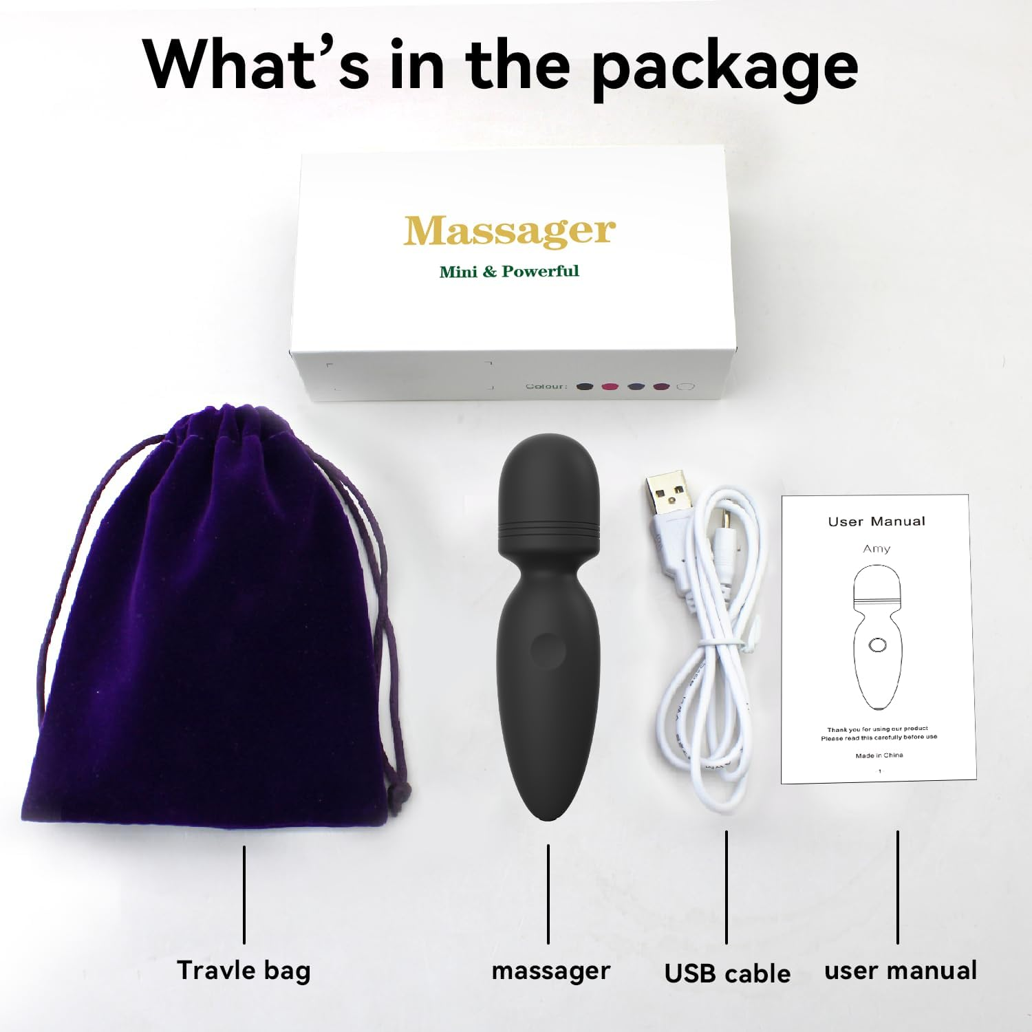 Mini Massager,Gifts for Women Small Cordless Handheld Massager with 10 Modes, Personal Handheld Massager for Neck Shoulder Back Body （Black） - Gray Purple image number 3