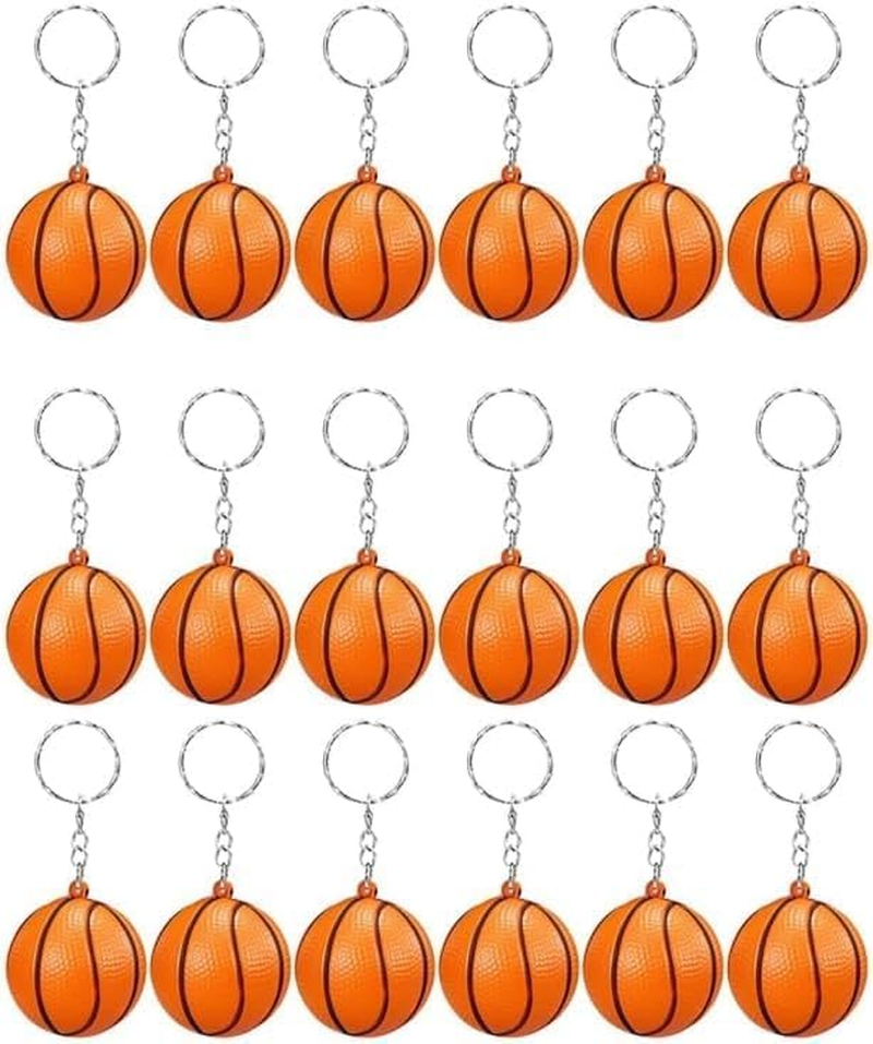 18 Pack Orange Basketball Keychains for Party Favors, School Carnival Reward, Party Bag Gift Fillers (Basketball Keychains,18 Pack) image number 2