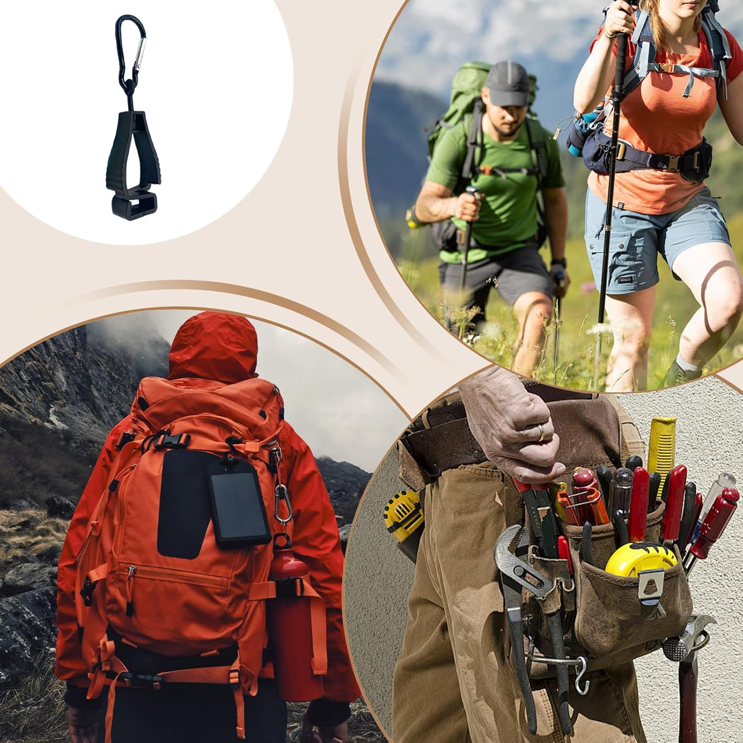 Work Glove Clip | Mitten Carabiner Grabber - Lightweight Glove Carabiner Clips for Travel, Firefighter, Camping, Construction, Hiking, Workshop - Blue image number 3