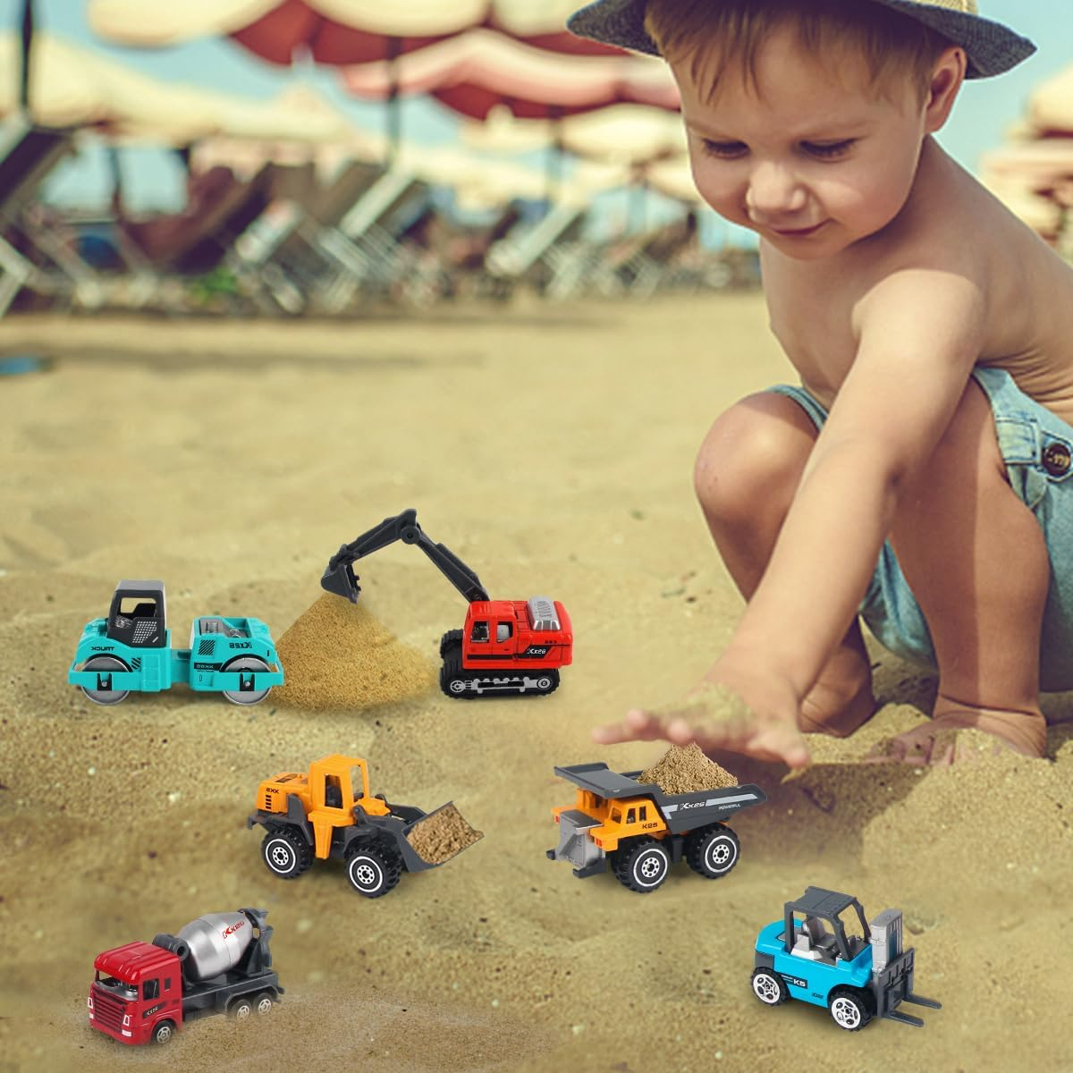 Kids Cars Toys for 3 4 5 Years Old Boys Girls, Construction Truck Toys Mini Vehicles, Excavator Bulldozer Dump Road Roller Sand Toys, Toddlers Educational Birthday Gift Party Favors (6Pack)