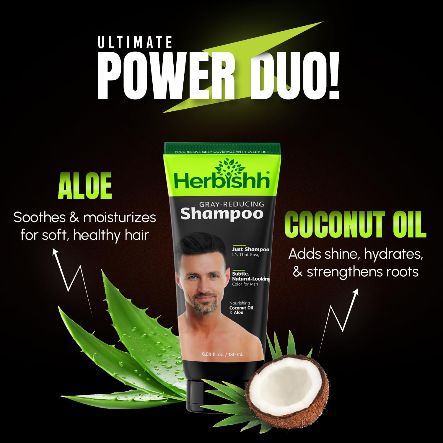 Herbishh Gray Reducing Shampoo for Men, Hair Darkening & Volume Boost with Every Wash, Cleanses & Revitalizes, Easy At-Home Use, Safe for Light Brown to Black Shades, All Hair Types 6.09 Fl.Oz image number 4