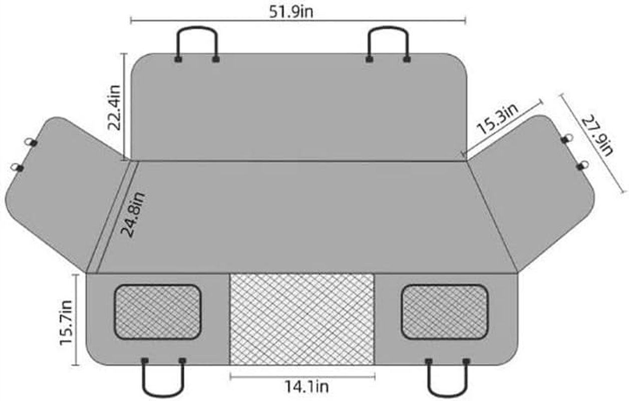 Dog Car Seat Cover for Back Seat &ndash; Waterproof Car Accessories for Dogs, Hard Bottom Hammock Protector, Non-Slip Mat, Car Seat Covers Interior, Pet Travel Bench &ndash; Pawliner (132 X 160 Cm)