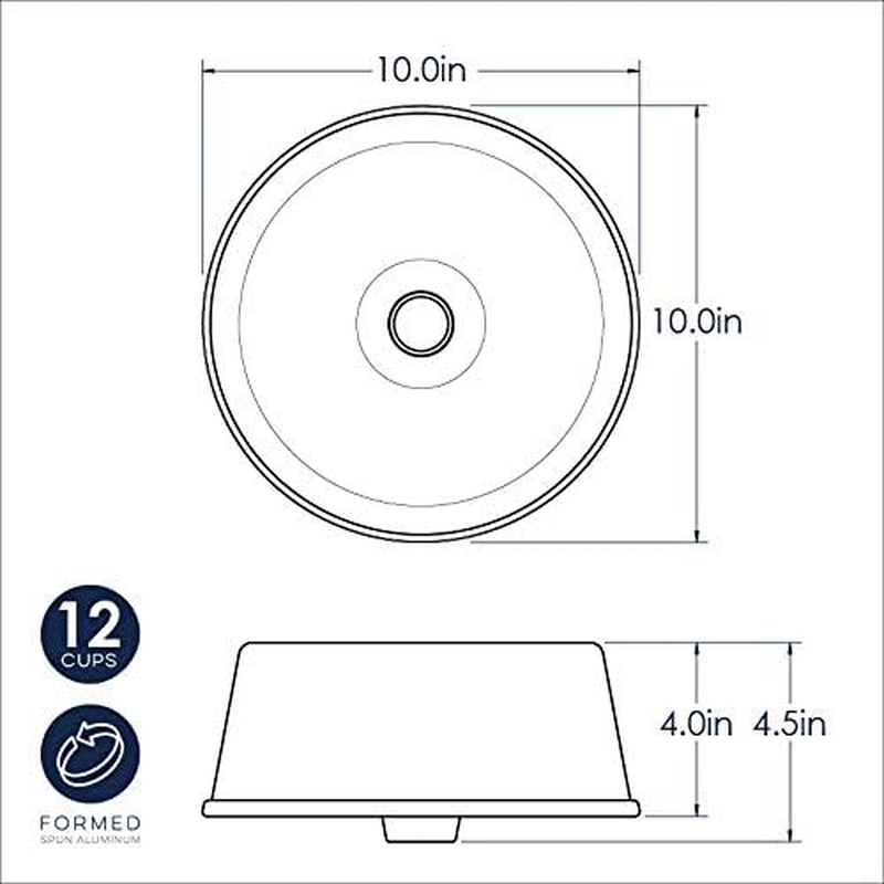 Nordic Ware Heavyweight Angel Food Cake Pan, 10 Inch, Silver