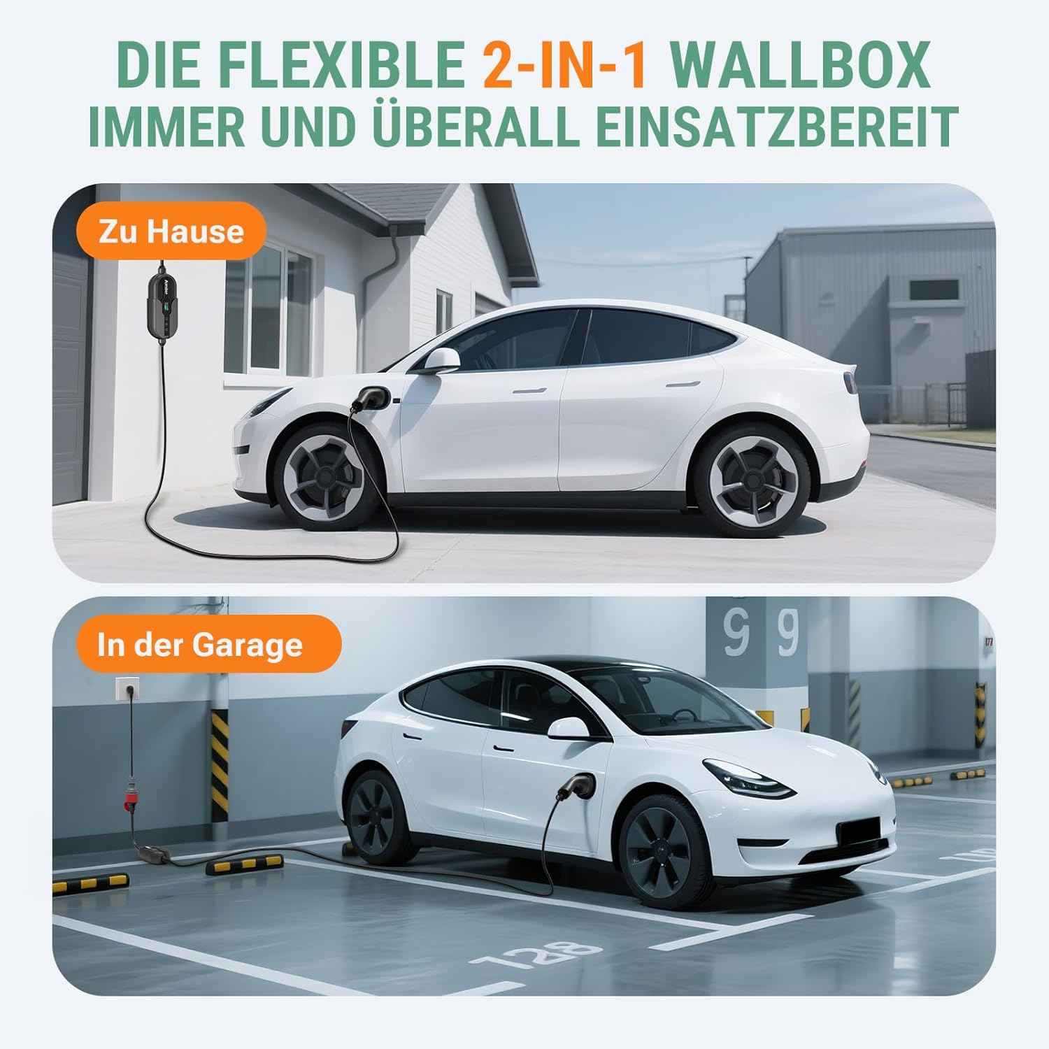 AIMILER Wallbox 11 Kw with App, Mobile Charging Station 3 Phase 400 V (8-16 a Adjustable) 7.5 M Type 2 Charging Cable Car, IP65 Portable/Wall Mounting for Electric Car (Model Y/3, ID.3/4/5, MG4, Zoe image number 3