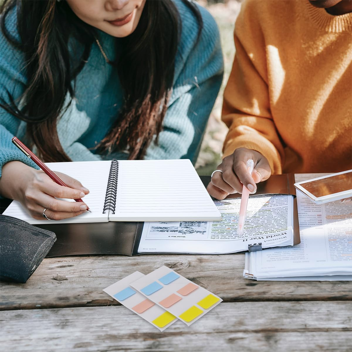 4 Pack A5 Spiral Notebook with 60 Pcs Tabs, Flower Design Line Journal, Hardcover Subject Notebook College Ruled, 80 Sheets/160 Pages Thick Paper Smooth Writing Aesthetic for School Students Women image number 2