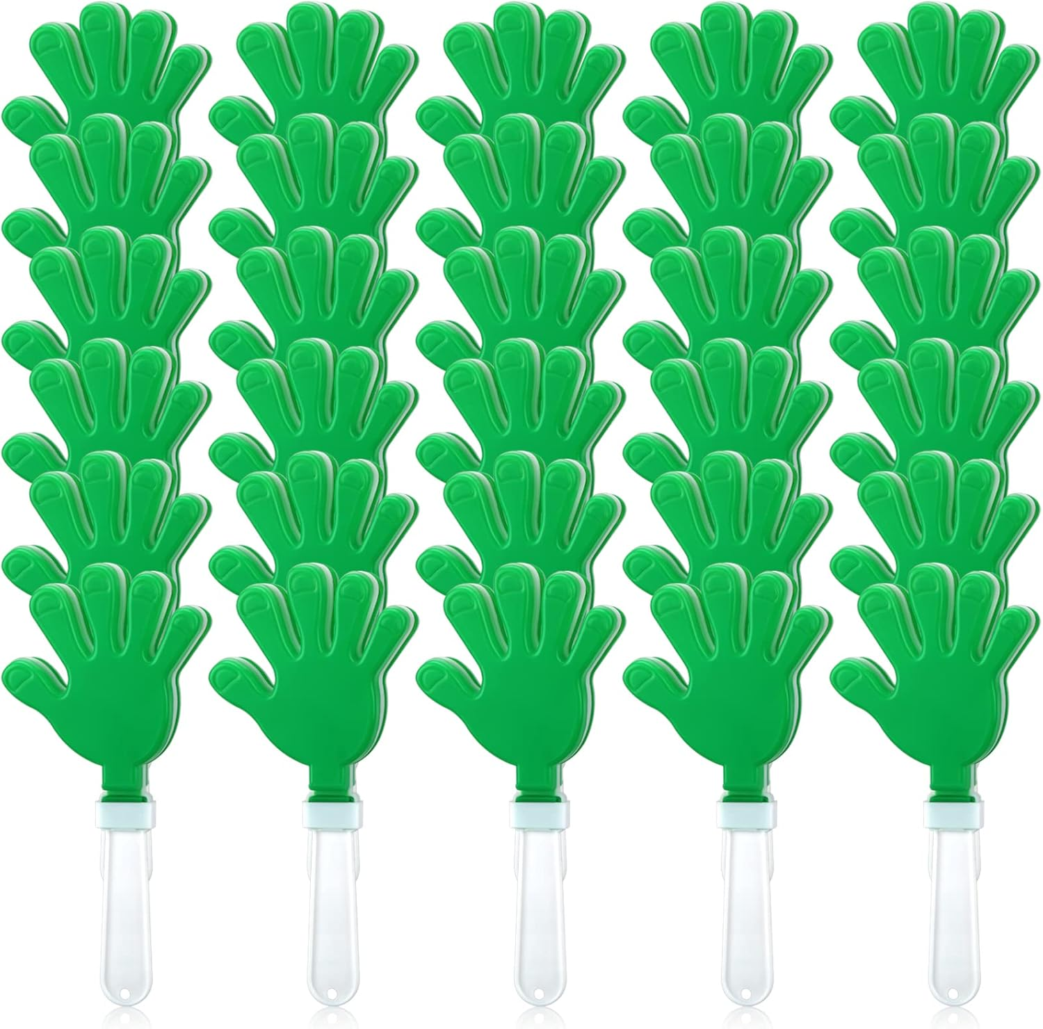50 Pcs 7.5 Inch Green/White Hand Clapper Plastic Noise Makers for Sporting Events St. Patrick'S Party Hand Clappers Noisemakers for St. Patrick'S Day Party Favors Birthday Sports Game Celebration image number 3