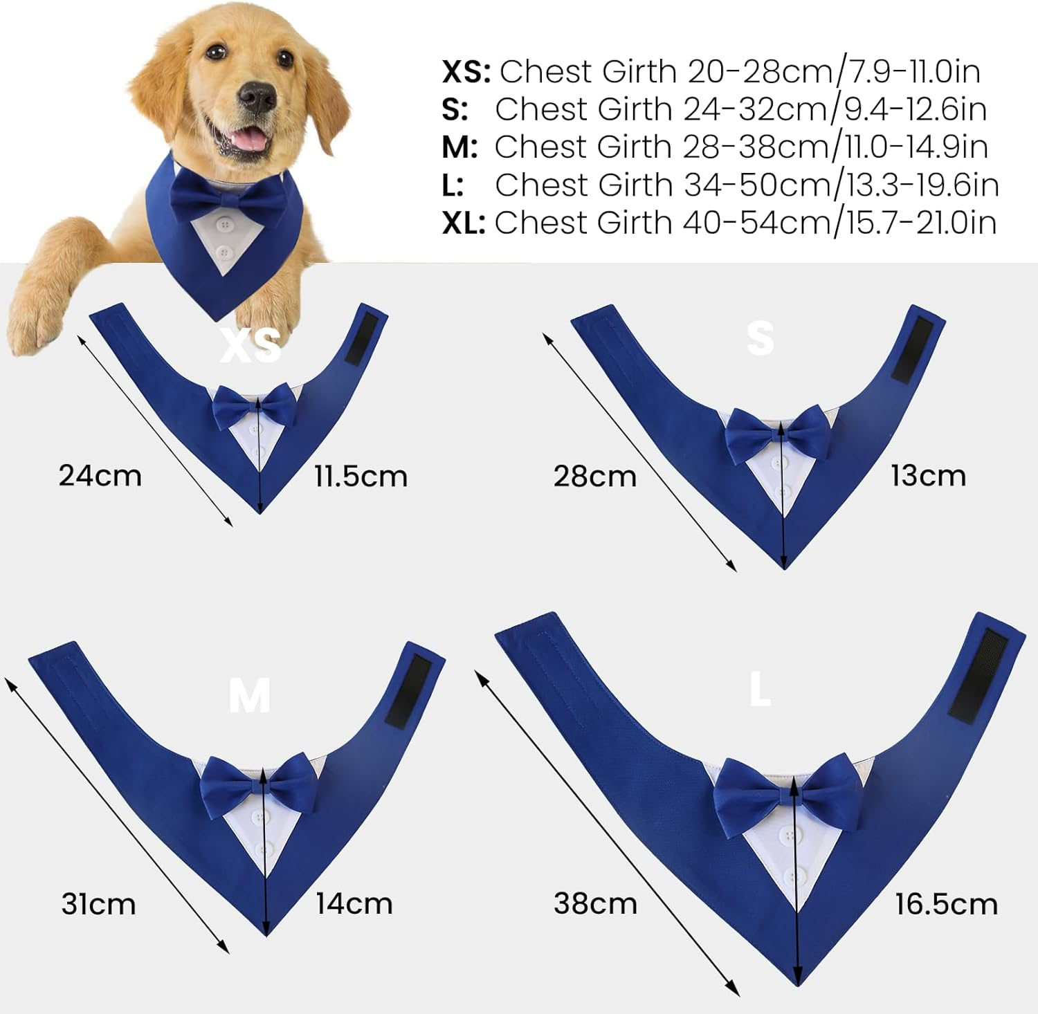 Liebedd Neckerchief Dog, Bow Tie, Dog Pet Triangular Scarf, Dog Tuxedo Bandana, Adjustable Dog Costume, Headscarves, Formal Dog Wedding Outfit for Birthday Party image number 3