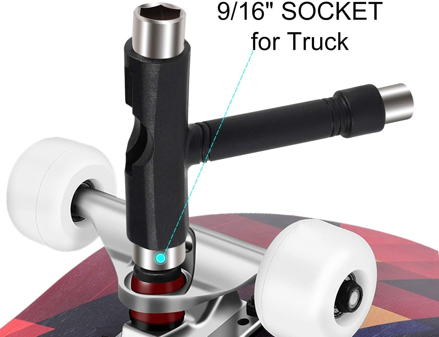 All-In-One Skate Tools - Multi-Function Portable Skateboard T Tool Accessory with T-Type Allen Key and L-Type Phillips Head Wrench Screwdriver image number 2