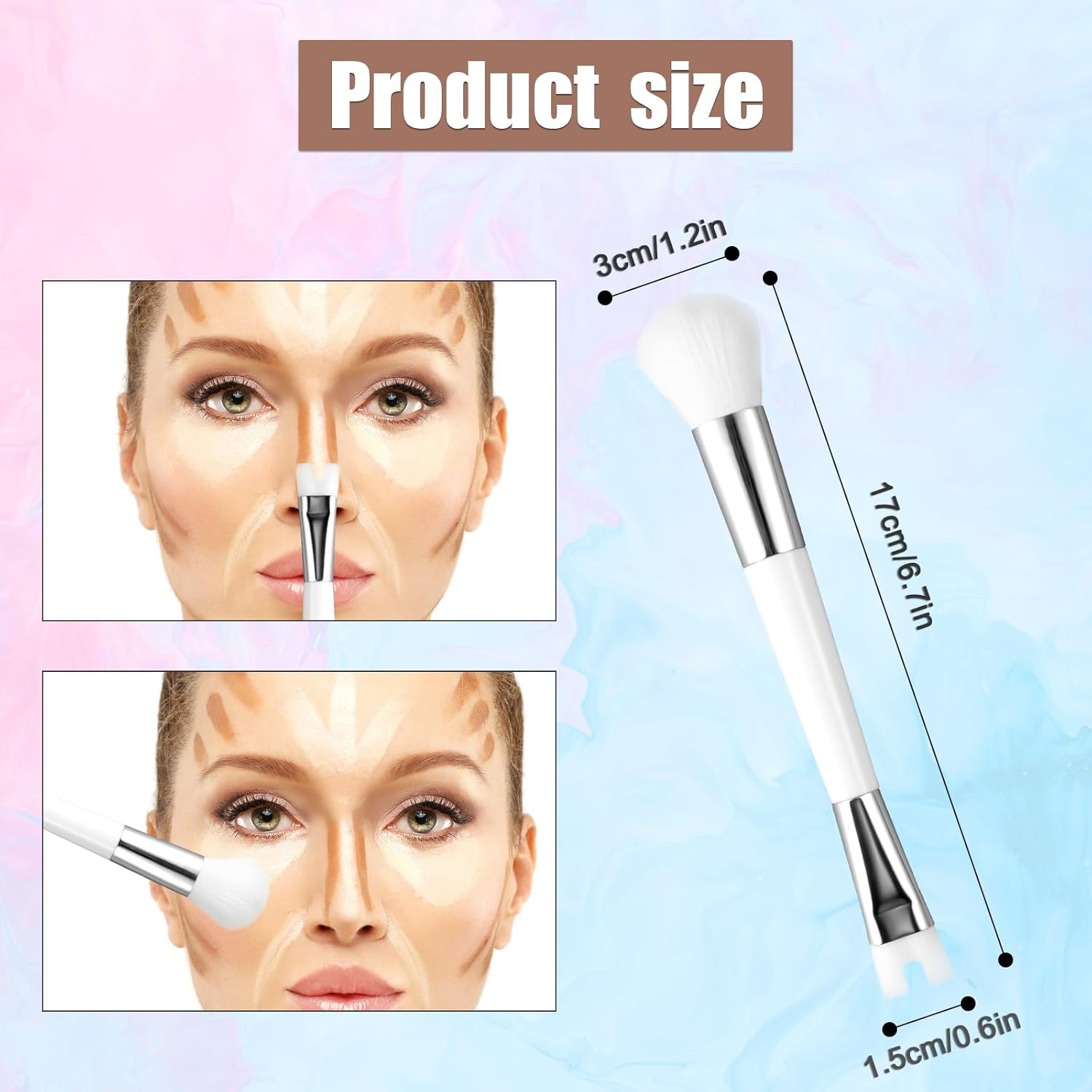 Contour Brush Nose U Shape Brush, Double Ended Makeup Brush Practical 2-In-1 Precision Duo Brush Buffing Brush for Defining Cheek Bones Easy Nose Contour image number 3
