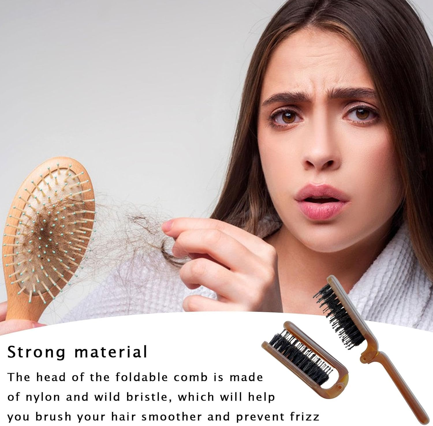 FOLDING HAIR BRUSH - Compact Travel Hair Brush, Foldable Brush with Folding Handle | Portable Retractable Hair Comb for Travel, Folding Brush for Hair Care and Styling on the Go image number 5