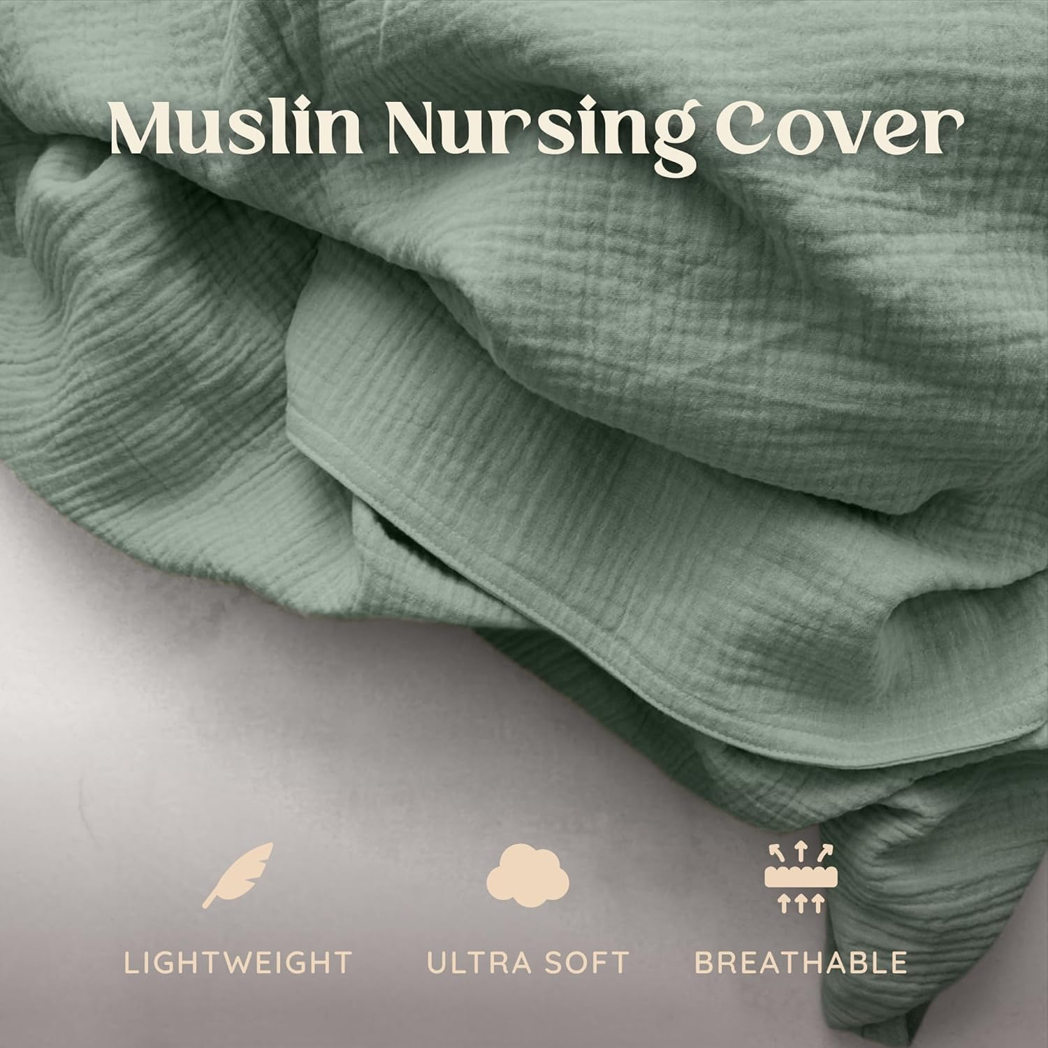 Muslin Nursing Cover for Breastfeeding - Breast Feeding Covers for Women | Breathable 100% Muslin Cotton Breastfeeding Cover with Arch-Line and Adjustable Straps | Breastfeeding Essentials(Sage Green) - Boho Rainbow image number 5