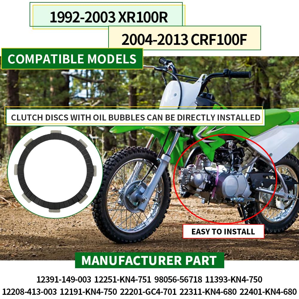 Complete Gasket Kit Top & Bottom End Engine Set for XR100R 1992-2003, CRF100F 2004-2013#12251-KN4-751; 98056-56718; 12391-149-003; 11393-KN4-750; 12208-413-003; 12191-KN4-750; 22201-GC4-701